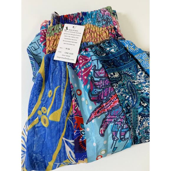 Mixed-print wide-leg trousers- One Size 100% Silk - Picture 5 of 5